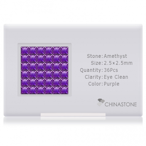Amethyst 2.50mm princess square | 36 pieces