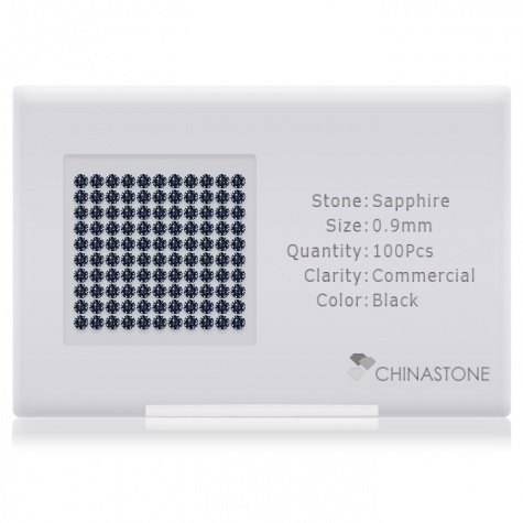 A perfectly calibrated lot of 100 high-precision cut natural sapphire gemstones, which are secured in a purpose-built box and accompanied by a Certificate of Authenticity. Each round shaped stone on average weighs 0.004 carat, measuring 0.9mm in length, 0.9mm in width and 0.572mm in depth, and features an exceptional single cut and finish, along with an absolute minimum variance of color difference.