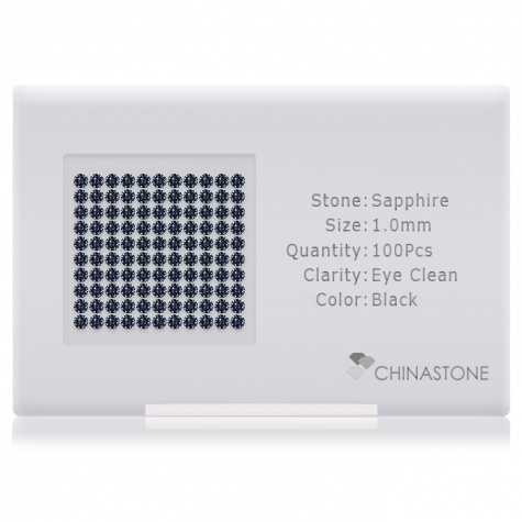 A perfectly calibrated lot of 100 high-precision cut natural sapphire gemstones, which are secured in a purpose-built box and accompanied by a Certificate of Authenticity. Each round shaped stone on average weighs 0.006 carat, measuring 1mm in length, 1mm in width and 0.65mm in depth, and features an exceptional brilliant cut and finish, along with an absolute minimum variance of color difference.