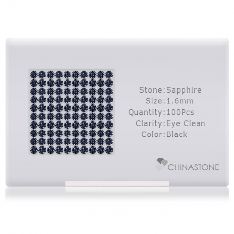 A perfectly calibrated lot of 100 high-precision cut natural sapphire gemstones, which are secured in a purpose-built box and accompanied by a Certificate of Authenticity. Each round shaped stone on average weighs 0.018 carat, measuring 1.6mm in length, 1.6mm in width and 1.04mm in depth, and features an exceptional brilliant cut and finish, along with an absolute minimum variance of color difference.