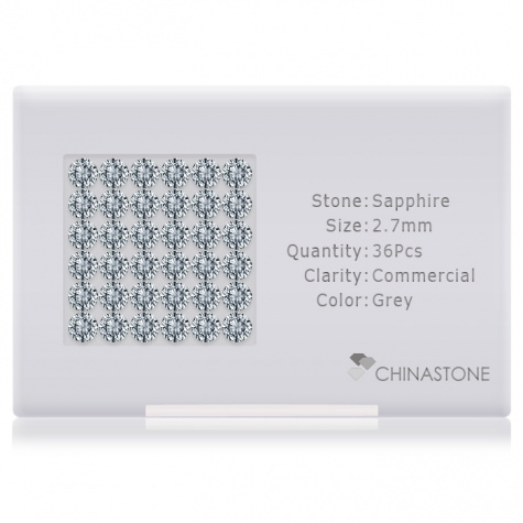 A perfectly calibrated lot of 36 high-precision cut natural sapphire gemstones, which are secured in a purpose-built box and accompanied by a Certificate of Authenticity. Each round shaped stone on average weighs 0.1 carat, measuring 2.7mm in length, 2.7mm in width and 1.75mm in depth, and features an exceptional brilliant cut and finish, along with an absolute minimum variance of color difference.