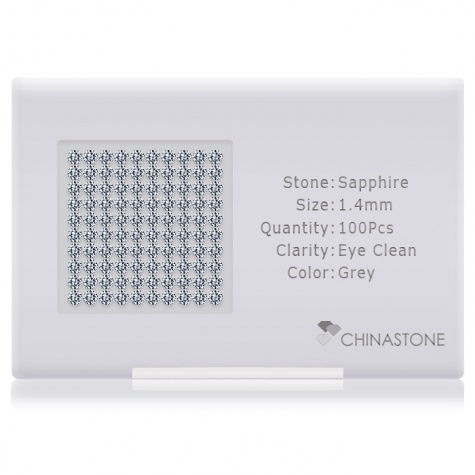 A perfectly calibrated lot of 100 high-precision cut natural sapphire gemstones, which are secured in a purpose-built box and accompanied by a Certificate of Authenticity. Each round shaped stone on average weighs 0.014 carat, measuring 1.4mm in length, 1.4mm in width and 0.91mm in depth, and features an exceptional brilliant cut and finish, along with an absolute minimum variance of color difference.