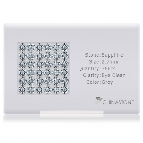 A perfectly calibrated lot of 36 high-precision cut natural sapphire gemstones, which are secured in a purpose-built box and accompanied by a Certificate of Authenticity. Each round shaped stone on average weighs 0.1 carat, measuring 2.7mm in length, 2.7mm in width and 1.75mm in depth, and features an exceptional brilliant cut and finish, along with an absolute minimum variance of color difference.