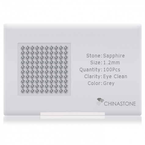 A perfectly calibrated lot of 100 high-precision cut natural sapphire gemstones, which are secured in a purpose-built box and accompanied by a Certificate of Authenticity. Each round shaped stone on average weighs 0.01 carat, measuring 1.2mm in length, 1.2mm in width and 0.78mm in depth, and features an exceptional brilliant cut and finish, along with an absolute minimum variance of color difference.
