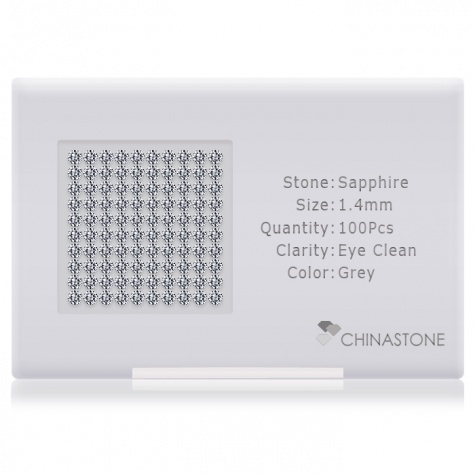 A perfectly calibrated lot of 100 high-precision cut natural sapphire gemstones, which are secured in a purpose-built box and accompanied by a Certificate of Authenticity. Each round shaped stone on average weighs 0.014 carat, measuring 1.4mm in length, 1.4mm in width and 0.91mm in depth, and features an exceptional brilliant cut and finish, along with an absolute minimum variance of color difference.