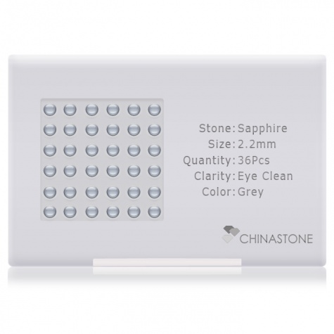 A perfectly calibrated lot of 36 high-precision cut natural sapphire gemstones, which are secured in a purpose-built box and accompanied by a Certificate of Authenticity. Each round shaped stone on average weighs 0.06 carat, measuring 2.2mm in length, 2.2mm in width and 1.43mm in depth, and features an exceptional cabochon cut and finish, along with an absolute minimum variance of color difference.