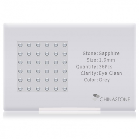 A perfectly calibrated lot of 36 high-precision cut natural sapphire gemstones, which are secured in a purpose-built box and accompanied by a Certificate of Authenticity. Each round shaped stone on average weighs 0.04 carat, measuring 1.9mm in length, 1.9mm in width and 1.235mm in depth, and features an exceptional cabochon cut and finish, along with an absolute minimum variance of color difference.