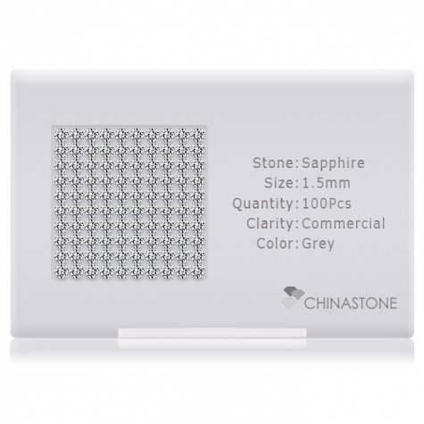 A perfectly calibrated lot of 100 high-precision cut natural sapphire gemstones, which are secured in a purpose-built box and accompanied by a Certificate of Authenticity. Each round shaped stone on average weighs 0.015 carat, measuring 1.5mm in length, 1.5mm in width and 0.975mm in depth, and features an exceptional brilliant cut and finish, along with an absolute minimum variance of color difference.