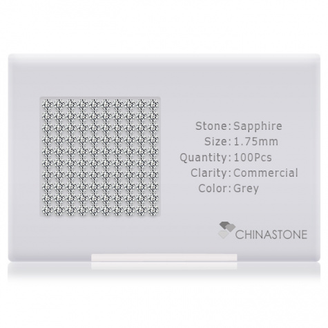 A perfectly calibrated lot of 100 high-precision cut natural sapphire gemstones, which are secured in a purpose-built box and accompanied by a Certificate of Authenticity. Each round shaped stone on average weighs 0.024 carat, measuring 1.75mm in length, 1.75mm in width and 1.138mm in depth, and features an exceptional brilliant cut and finish, along with an absolute minimum variance of color difference.