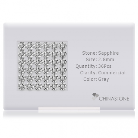 A perfectly calibrated lot of 36 high-precision cut natural sapphire gemstones, which are secured in a purpose-built box and accompanied by a Certificate of Authenticity. Each round shaped stone on average weighs 0.111 carat, measuring 2.8mm in length, 2.8mm in width and 1.82mm in depth, and features an exceptional brilliant cut and finish, along with an absolute minimum variance of color difference.