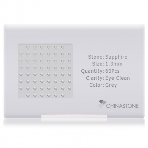 A perfectly calibrated lot of 60 high-precision cut natural sapphire gemstones, which are secured in a purpose-built box and accompanied by a Certificate of Authenticity. Each round shaped stone on average weighs 0.013 carat, measuring 1.3mm in length, 1.3mm in width and 0.85mm in depth, and features an exceptional cabochon cut and finish, along with an absolute minimum variance of color difference.