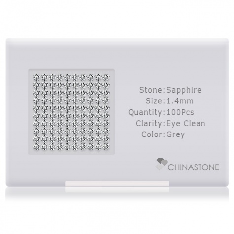 A perfectly calibrated lot of 100 high-precision cut natural sapphire gemstones, which are secured in a purpose-built box and accompanied by a Certificate of Authenticity. Each round shaped stone on average weighs 0.014 carat, measuring 1.4mm in length, 1.4mm in width and 0.91mm in depth, and features an exceptional brilliant cut and finish, along with an absolute minimum variance of color difference.