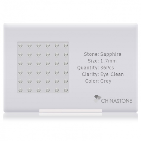 A perfectly calibrated lot of 36 high-precision cut natural sapphire gemstones, which are secured in a purpose-built box and accompanied by a Certificate of Authenticity. Each round shaped stone on average weighs 0.03 carat, measuring 1.7mm in length, 1.7mm in width and 1.1mm in depth, and features an exceptional cabochon cut and finish, along with an absolute minimum variance of color difference.