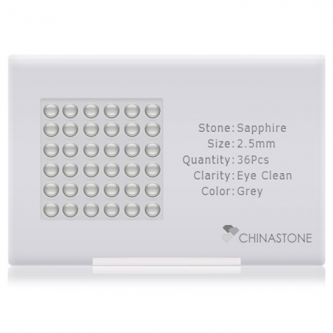 A perfectly calibrated lot of 36 high-precision cut natural sapphire gemstones, which are secured in a purpose-built box and accompanied by a Certificate of Authenticity. Each round shaped stone on average weighs 0.095 carat, measuring 2.5mm in length, 2.5mm in width and 1.62mm in depth, and features an exceptional cabochon cut and finish, along with an absolute minimum variance of color difference.