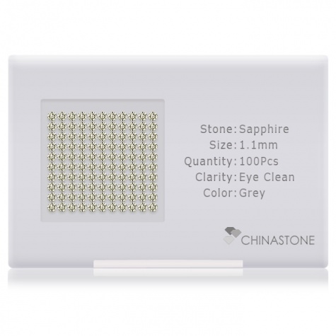 A perfectly calibrated lot of 100 high-precision cut natural sapphire gemstones, which are secured in a purpose-built box and accompanied by a Certificate of Authenticity. Each round shaped stone on average weighs 0.007 carat, measuring 1.1mm in length, 1.1mm in width and 0.715mm in depth, and features an exceptional brilliant cut and finish, along with an absolute minimum variance of color difference.