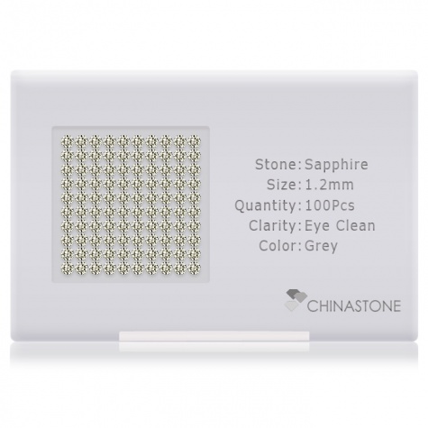 A perfectly calibrated lot of 100 high-precision cut natural sapphire gemstones, which are secured in a purpose-built box and accompanied by a Certificate of Authenticity. Each round shaped stone on average weighs 0.01 carat, measuring 1.2mm in length, 1.2mm in width and 0.78mm in depth, and features an exceptional brilliant cut and finish, along with an absolute minimum variance of color difference.