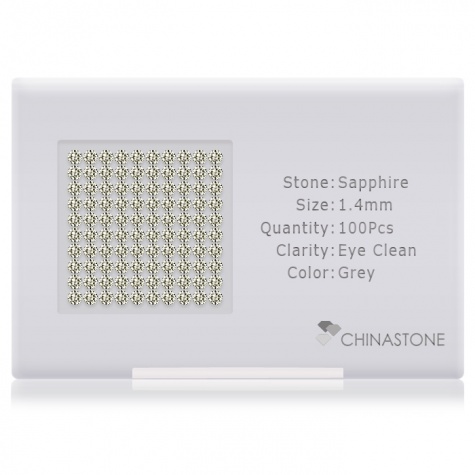 A perfectly calibrated lot of 100 high-precision cut natural sapphire gemstones, which are secured in a purpose-built box and accompanied by a Certificate of Authenticity. Each round shaped stone on average weighs 0.014 carat, measuring 1.4mm in length, 1.4mm in width and 0.91mm in depth, and features an exceptional brilliant cut and finish, along with an absolute minimum variance of color difference.