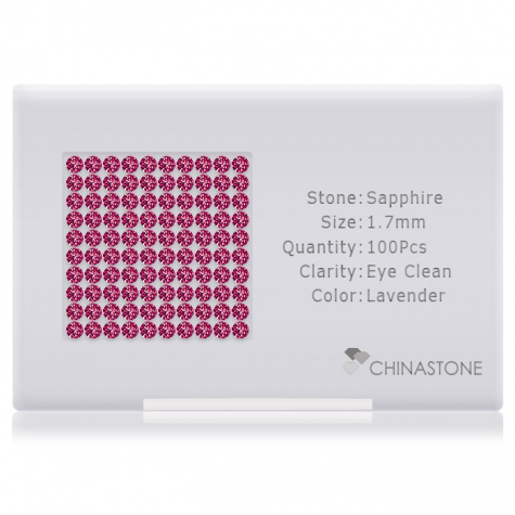 A perfectly calibrated lot of 100 high-precision cut natural sapphire gemstones, which are secured in a purpose-built box and accompanied by a Certificate of Authenticity. Each round shaped stone on average weighs 0.022 carat, measuring 1.7mm in length, 1.7mm in width and 1.1mm in depth, and features an exceptional brilliant cut and finish, along with an absolute minimum variance of color difference.