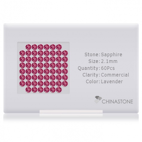 A perfectly calibrated lot of 60 high-precision cut natural sapphire gemstones, which are secured in a purpose-built box and accompanied by a Certificate of Authenticity. Each round shaped stone on average weighs 0.045 carat, measuring 2.1mm in length, 2.1mm in width and 1.36mm in depth, and features an exceptional brilliant cut and finish, along with an absolute minimum variance of color difference.
