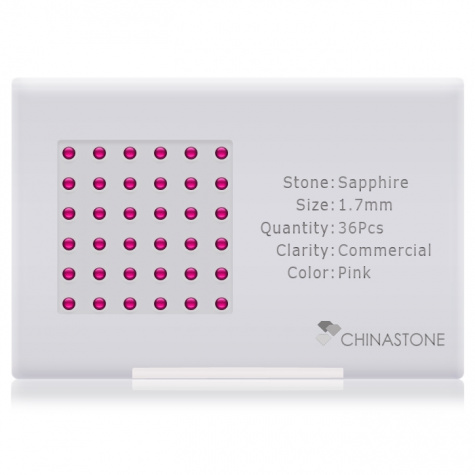 A perfectly calibrated lot of 36 high-precision cut natural sapphire gemstones, which are secured in a purpose-built box and accompanied by a Certificate of Authenticity. Each round shaped stone on average weighs 0.03 carat, measuring 1.7mm in length, 1.7mm in width and 1.1mm in depth, and features an exceptional cabochon cut and finish, along with an absolute minimum variance of color difference.