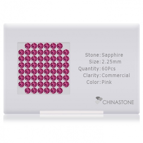A perfectly calibrated lot of 60 high-precision cut natural sapphire gemstones, which are secured in a purpose-built box and accompanied by a Certificate of Authenticity. Each round shaped stone on average weighs 0.059 carat, measuring 2.25mm in length, 2.25mm in width and 1.46mm in depth, and features an exceptional brilliant cut and finish, along with an absolute minimum variance of color difference.