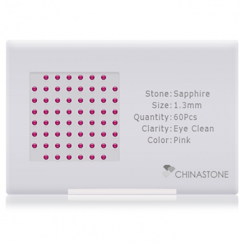 A perfectly calibrated lot of 60 high-precision cut natural sapphire gemstones, which are secured in a purpose-built box and accompanied by a Certificate of Authenticity. Each round shaped stone on average weighs 0.013 carat, measuring 1.3mm in length, 1.3mm in width and 0.85mm in depth, and features an exceptional cabochon cut and finish, along with an absolute minimum variance of color difference.