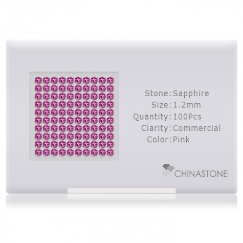 A perfectly calibrated lot of 100 high-precision cut natural sapphire gemstones, which are secured in a purpose-built box and accompanied by a Certificate of Authenticity. Each round shaped stone on average weighs 0.01 carat, measuring 1.2mm in length, 1.2mm in width and 0.78mm in depth, and features an exceptional brilliant cut and finish, along with an absolute minimum variance of color difference.