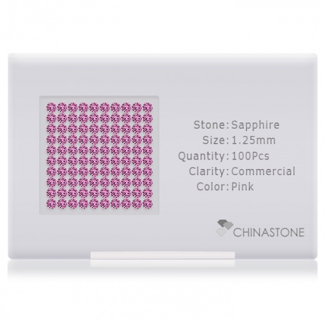 A perfectly calibrated lot of 100 high-precision cut natural sapphire gemstones, which are secured in a purpose-built box and accompanied by a Certificate of Authenticity. Each round shaped stone on average weighs 0.01 carat, measuring 1.25mm in length, 1.25mm in width and 0.81mm in depth, and features an exceptional brilliant cut and finish, along with an absolute minimum variance of color difference.