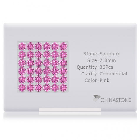 A perfectly calibrated lot of 36 high-precision cut natural sapphire gemstones, which are secured in a purpose-built box and accompanied by a Certificate of Authenticity. Each round shaped stone on average weighs 0.111 carat, measuring 2.8mm in length, 2.8mm in width and 1.82mm in depth, and features an exceptional brilliant cut and finish, along with an absolute minimum variance of color difference.