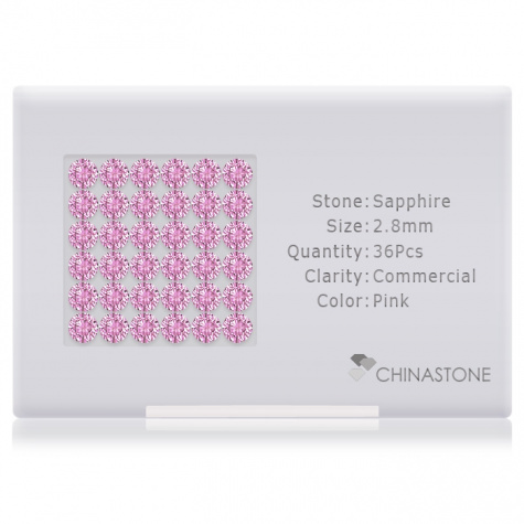 A perfectly calibrated lot of 36 high-precision cut natural sapphire gemstones, which are secured in a purpose-built box and accompanied by a Certificate of Authenticity. Each round shaped stone on average weighs 0.111 carat, measuring 2.8mm in length, 2.8mm in width and 1.82mm in depth, and features an exceptional brilliant cut and finish, along with an absolute minimum variance of color difference.