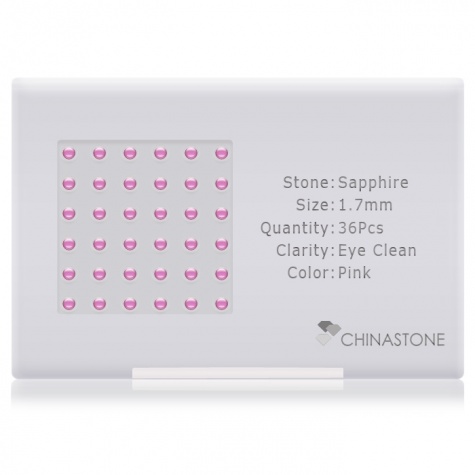 A perfectly calibrated lot of 36 high-precision cut natural sapphire gemstones, which are secured in a purpose-built box and accompanied by a Certificate of Authenticity. Each round shaped stone on average weighs 0.03 carat, measuring 1.7mm in length, 1.7mm in width and 1.1mm in depth, and features an exceptional cabochon cut and finish, along with an absolute minimum variance of color difference.