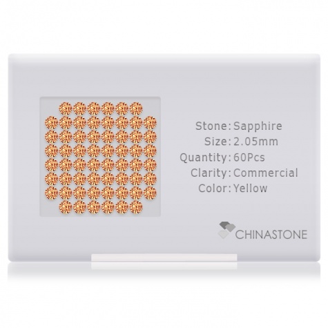 A perfectly calibrated lot of 60 high-precision cut natural sapphire gemstones, which are secured in a purpose-built box and accompanied by a Certificate of Authenticity. Each round shaped stone on average weighs 0.045 carat, measuring 2.05mm in length, 2.05mm in width and 1.33mm in depth, and features an exceptional brilliant cut and finish, along with an absolute minimum variance of color difference.