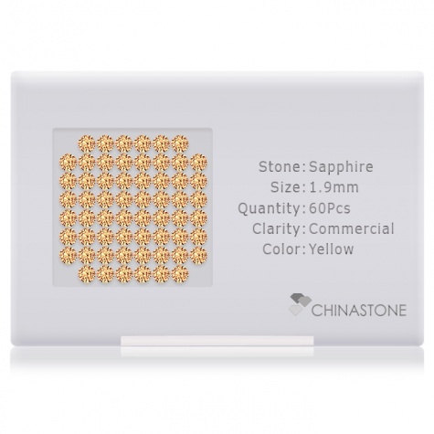 A perfectly calibrated lot of 60 high-precision cut natural sapphire gemstones, which are secured in a purpose-built box and accompanied by a Certificate of Authenticity. Each round shaped stone on average weighs 0.031 carat, measuring 1.9mm in length, 1.9mm in width and 1.235mm in depth, and features an exceptional brilliant cut and finish, along with an absolute minimum variance of color difference.