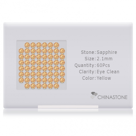 A perfectly calibrated lot of 60 high-precision cut natural sapphire gemstones, which are secured in a purpose-built box and accompanied by a Certificate of Authenticity. Each round shaped stone on average weighs 0.045 carat, measuring 2.1mm in length, 2.1mm in width and 1.36mm in depth, and features an exceptional brilliant cut and finish, along with an absolute minimum variance of color difference.