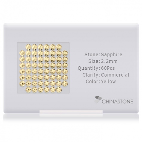 A perfectly calibrated lot of 60 high-precision cut natural sapphire gemstones, which are secured in a purpose-built box and accompanied by a Certificate of Authenticity. Each round shaped stone on average weighs 0.056 carat, measuring 2.2mm in length, 2.2mm in width and 1.43mm in depth, and features an exceptional brilliant cut and finish, along with an absolute minimum variance of color difference.