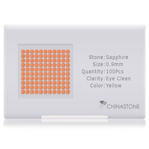 A perfectly calibrated lot of 100 high-precision cut natural sapphire gemstones, which are secured in a purpose-built box and accompanied by a Certificate of Authenticity. Each round shaped stone on average weighs 0.004 carat, measuring 0.9mm in length, 0.9mm in width and 0.58mm in depth, and features an exceptional brilliant cut and finish, along with an absolute minimum variance of color difference.