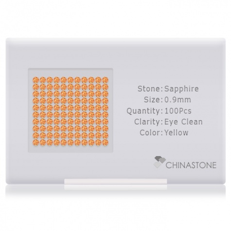 A perfectly calibrated lot of 100 high-precision cut natural sapphire gemstones, which are secured in a purpose-built box and accompanied by a Certificate of Authenticity. Each round shaped stone on average weighs 0.004 carat, measuring 0.9mm in length, 0.9mm in width and 0.58mm in depth, and features an exceptional brilliant cut and finish, along with an absolute minimum variance of color difference.