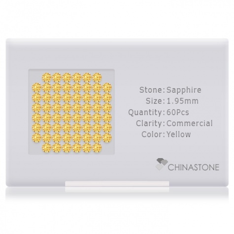 A perfectly calibrated lot of 60 high-precision cut natural sapphire gemstones, which are secured in a purpose-built box and accompanied by a Certificate of Authenticity. Each round shaped stone on average weighs 0.04 carat, measuring 1.95mm in length, 1.95mm in width and 1.268mm in depth, and features an exceptional brilliant cut and finish, along with an absolute minimum variance of color difference.