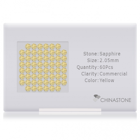 A perfectly calibrated lot of 60 high-precision cut natural sapphire gemstones, which are secured in a purpose-built box and accompanied by a Certificate of Authenticity. Each round shaped stone on average weighs 0.045 carat, measuring 2.05mm in length, 2.05mm in width and 1.33mm in depth, and features an exceptional brilliant cut and finish, along with an absolute minimum variance of color difference.