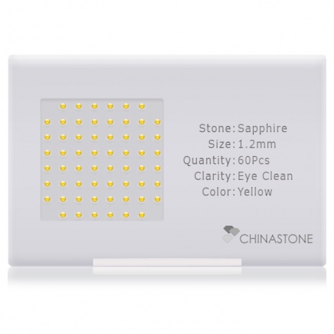 A perfectly calibrated lot of 60 high-precision cut natural sapphire gemstones, which are secured in a purpose-built box and accompanied by a Certificate of Authenticity. Each round shaped stone on average weighs 0.012 carat, measuring 1.2mm in length, 1.2mm in width and 0.78mm in depth, and features an exceptional cabochon cut and finish, along with an absolute minimum variance of color difference.