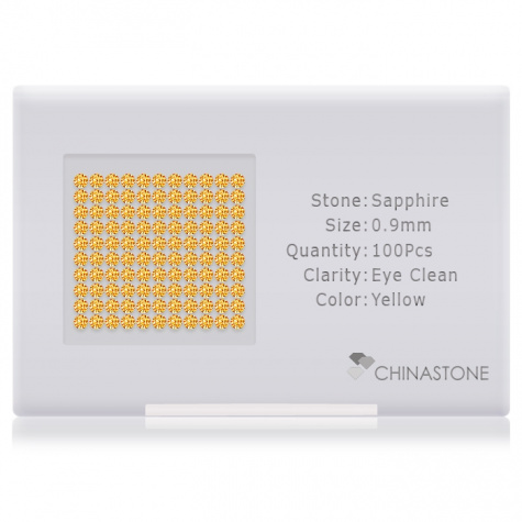 A perfectly calibrated lot of 100 high-precision cut natural sapphire gemstones, which are secured in a purpose-built box and accompanied by a Certificate of Authenticity. Each round shaped stone on average weighs 0.004 carat, measuring 0.9mm in length, 0.9mm in width and 0.58mm in depth, and features an exceptional brilliant cut and finish, along with an absolute minimum variance of color difference.