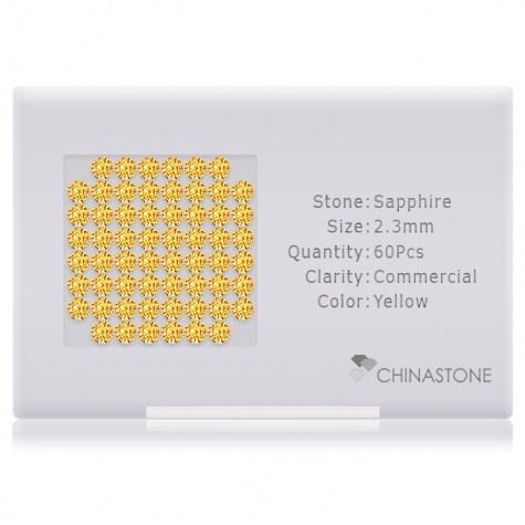 A perfectly calibrated lot of 60 high-precision cut natural sapphire gemstones, which are secured in a purpose-built box and accompanied by a Certificate of Authenticity. Each round shaped stone on average weighs 0.063 carat, measuring 2.3mm in length, 2.3mm in width and 1.5mm in depth, and features an exceptional brilliant cut and finish, along with an absolute minimum variance of color difference.