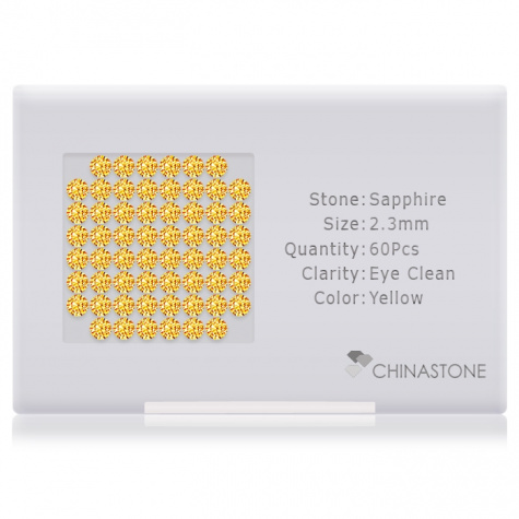 A perfectly calibrated lot of 60 high-precision cut natural sapphire gemstones, which are secured in a purpose-built box and accompanied by a Certificate of Authenticity. Each round shaped stone on average weighs 0.063 carat, measuring 2.3mm in length, 2.3mm in width and 1.5mm in depth, and features an exceptional brilliant cut and finish, along with an absolute minimum variance of color difference.