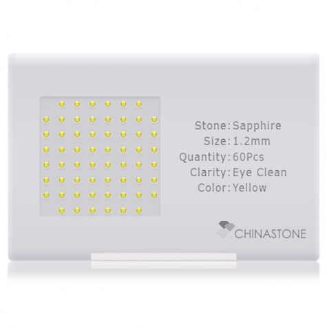 A perfectly calibrated lot of 60 high-precision cut natural sapphire gemstones, which are secured in a purpose-built box and accompanied by a Certificate of Authenticity. Each round shaped stone on average weighs 0.012 carat, measuring 1.2mm in length, 1.2mm in width and 0.78mm in depth, and features an exceptional cabochon cut and finish, along with an absolute minimum variance of color difference.